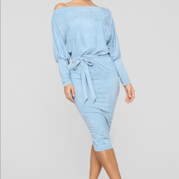 Blue soft midi dress - Picture 3 of 7